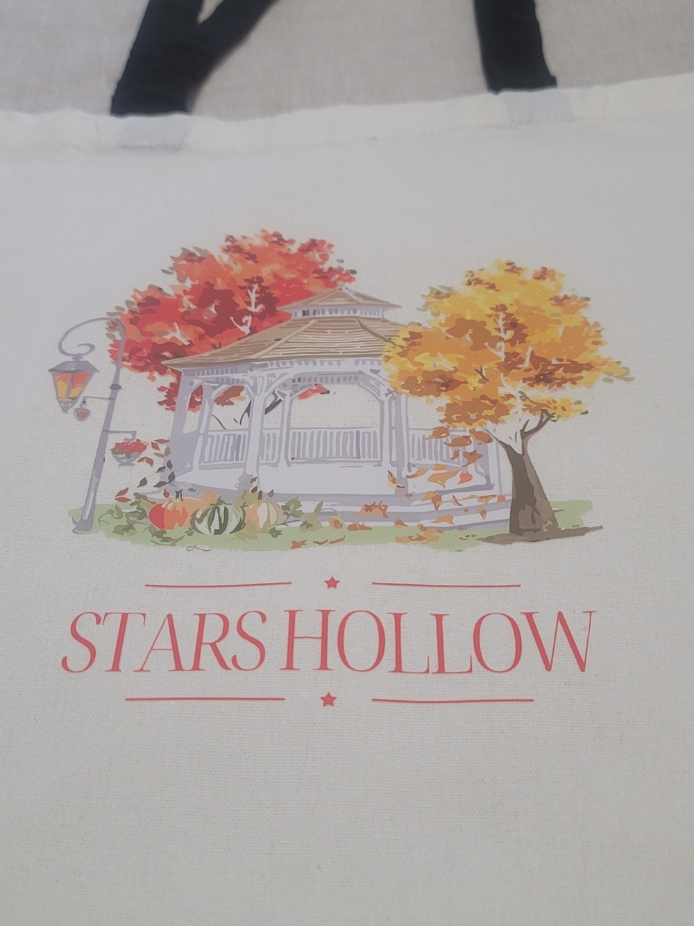 Autumn Tote Bag - White with Orange and Yellow Print, New